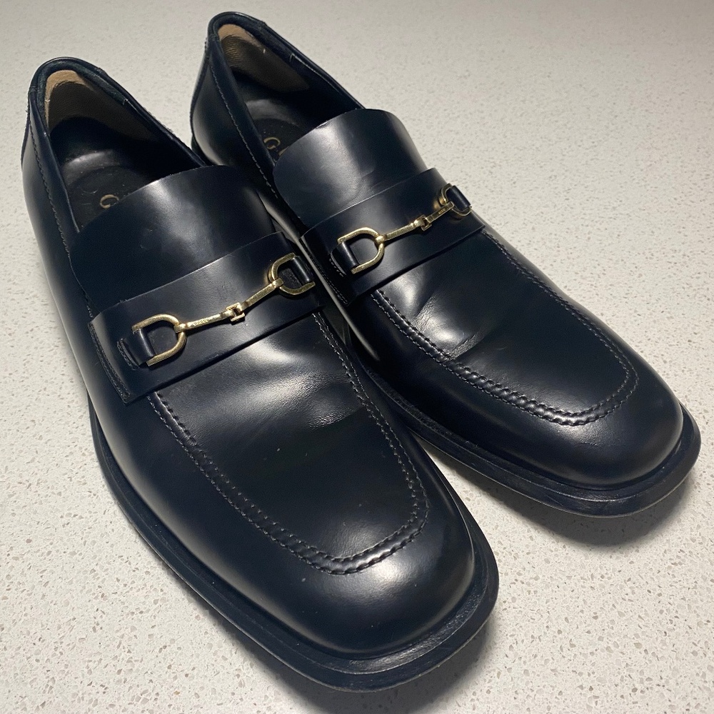 Gucci Men’s Brixton Black Box Calf Loafer Shoes US 10 D